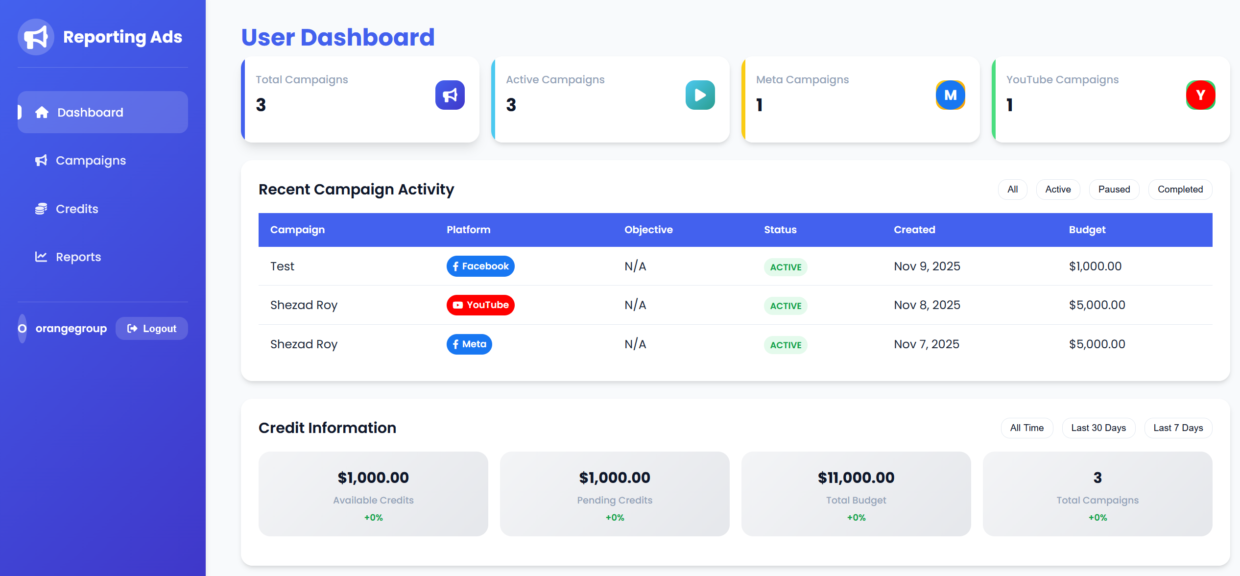 Reporting Ads Dashboard
